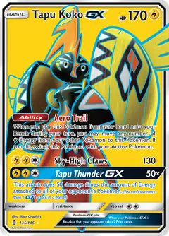 all tapu pokemon cards - Koko ex 222/182 - Paradox Rift - Full Art - Ultra Rare 016/163 / Holo Rare Card Type / HP / Stage Tapu Koko (Celestial Guardians #166/239,